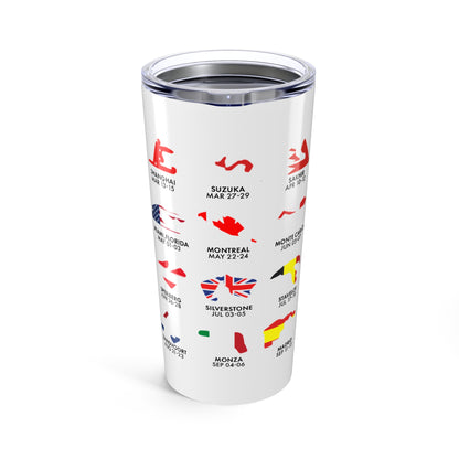 2026 Grand Prix Track Flags Tumbler, Formula One Circuits Travel Cup, F1 Racing Icons Stainless Steel Mug, Motorsport Fan Gift 20oz