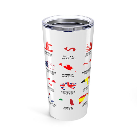 2026 Grand Prix Track Flags Tumbler, Formula One Circuits Travel Cup, F1 Racing Icons Stainless Steel Mug, Motorsport Fan Gift 20oz