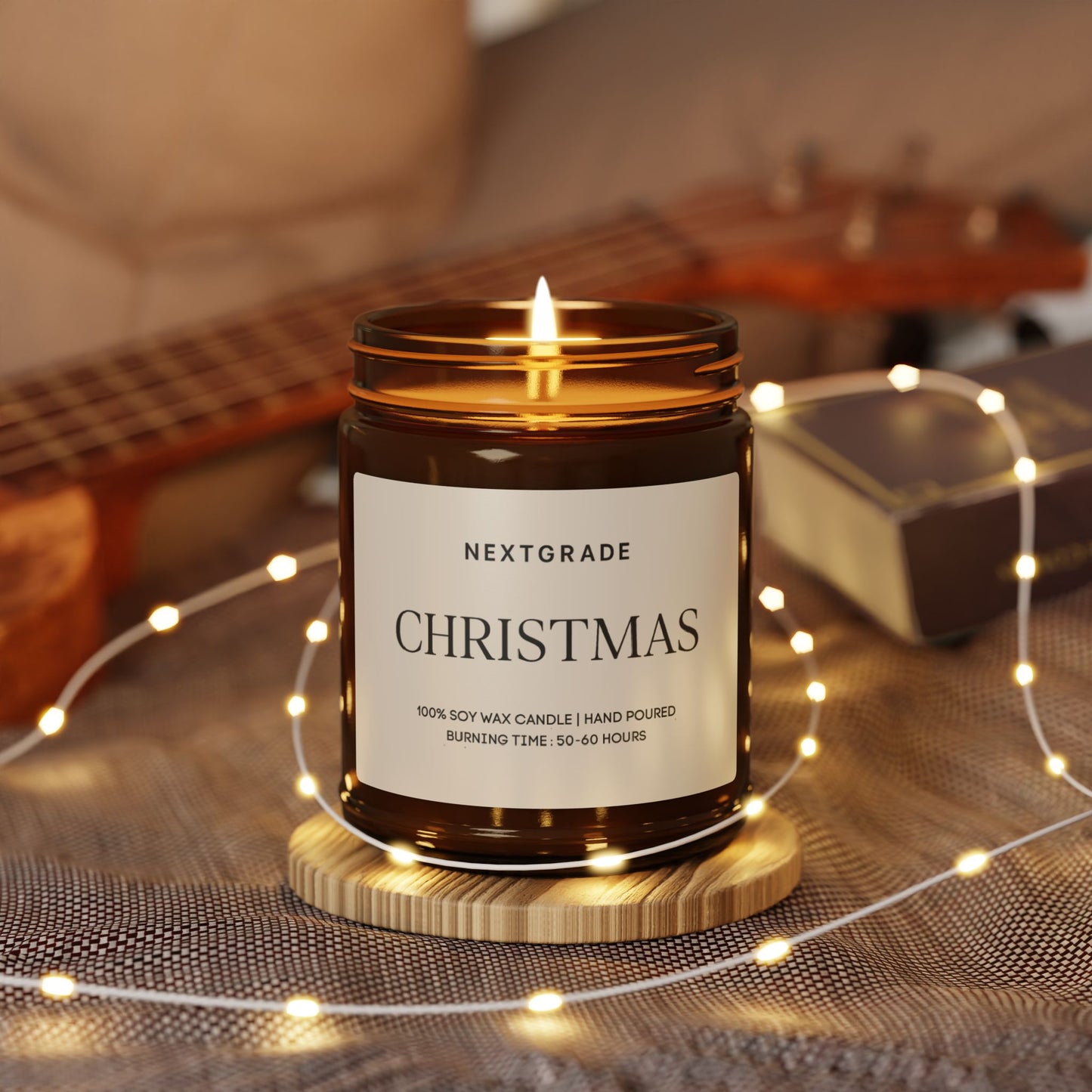 Christmas Soy Candle Amber Jar, Holiday Scented Candle 50-60hr Burn, Hand-Poured Vegan Candle, Cozy Winter Home Decor Gift