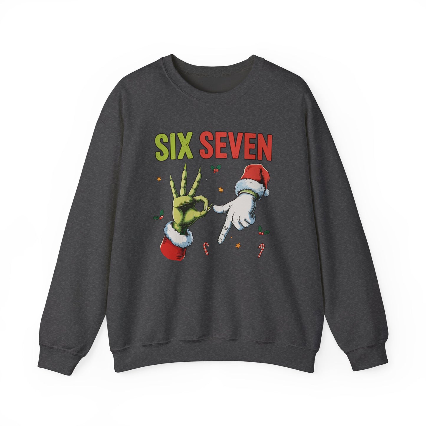 Funny Six Seven Christmas Sweatshirt | Santa Hands Holiday Crewneck | Cozy Pink Christmas Sweater for Men Women | Festive Holiday Gift