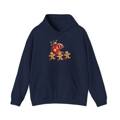 Playful Holiday Hoodie with Gingerbread Design, Cozy Christmas Sweatshirt for Family Gatherings, Fun Winter Apparel, Gift for her