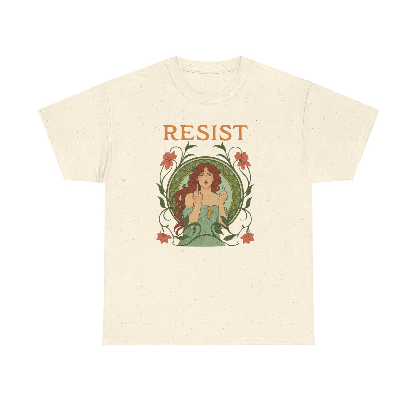 Resist Art Nouveau Woman Tee, Feminist Vintage Shirt, Botanical Activist T-Shirt, Retro Feminism Gift, Empowerment Top, Mucha Anti Trump