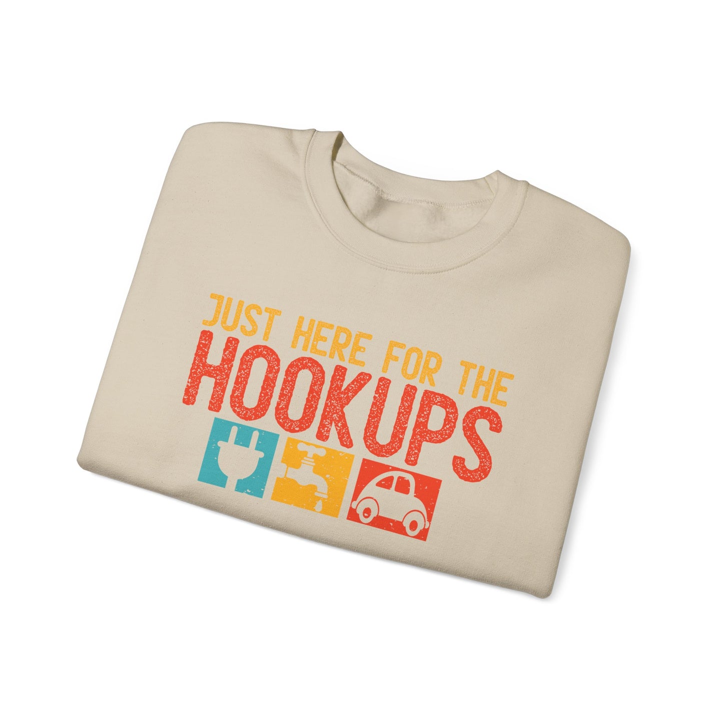 Just Here For The Hookups Sweatshirt | RV Camper Camping Pullover | Towing Camperplug Crewneck | RV Life Apparel
