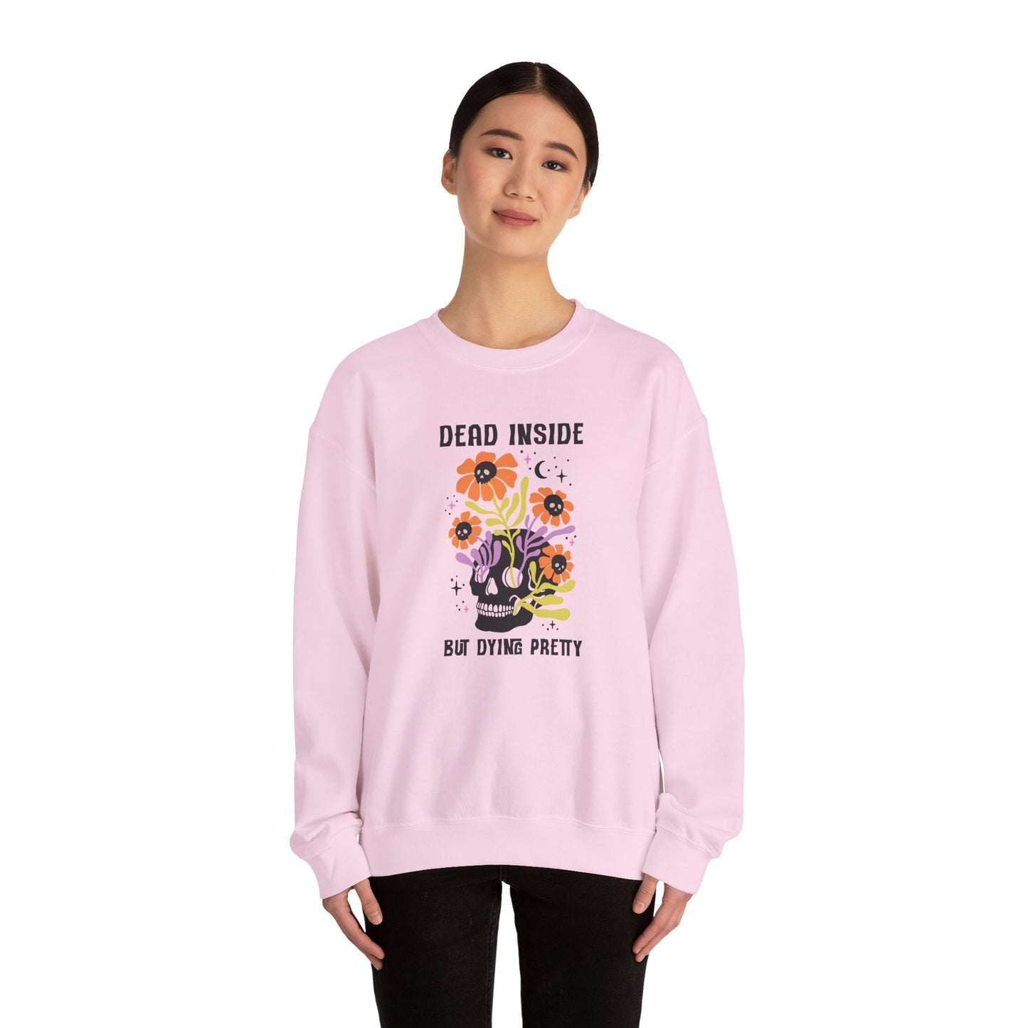 Whimsical Skull Sweatshirt, Cozy Gothic Sweatshirt, Funny Graphic Crewneck, Edgy Gift for Her, Casual Fall Fashion