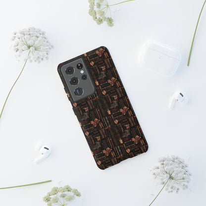 Gothic Phone Case Dark Academia Literary iPhone Samsung Cover with Books & Flowers, Phone case
