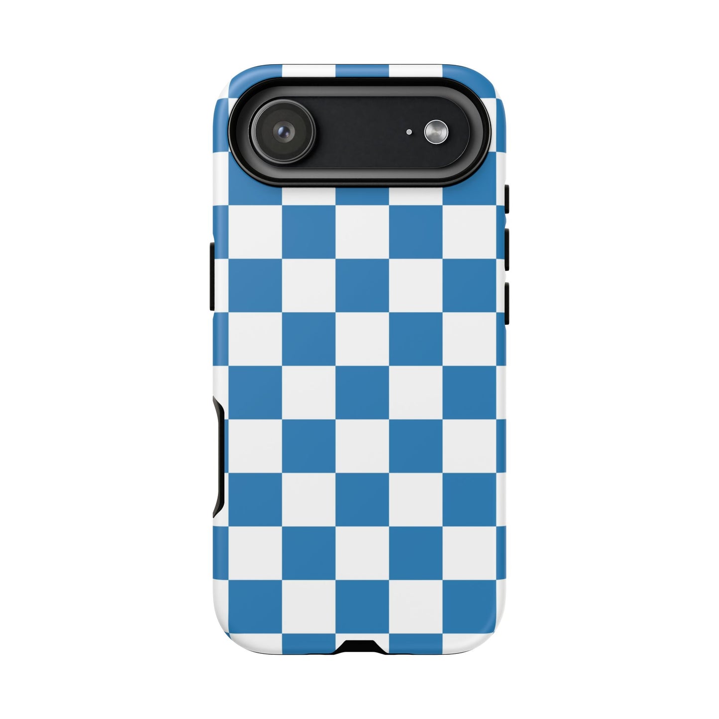 Checkered Phone Case, iPhone 17 Pro, 17, 16, 15, 14, 13, 12, 11, X, XR, XS MAX, Smartphone Cover, Blue and White Mobile Protector