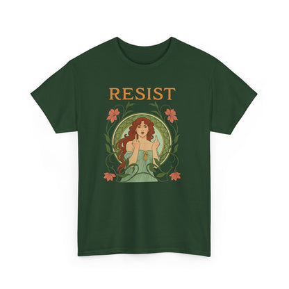 Resist Art Nouveau Woman Tee, Feminist Vintage Shirt, Botanical Activist T-Shirt, Retro Feminism Gift, Empowerment Top, Mucha Anti Trump