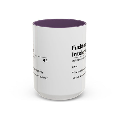 Fucktose Intolerant Definition Mug, Funny Accent Coffee Mug 11oz 15oz, Sarcastic Adult Humor Mug, Gag Gift for Friends