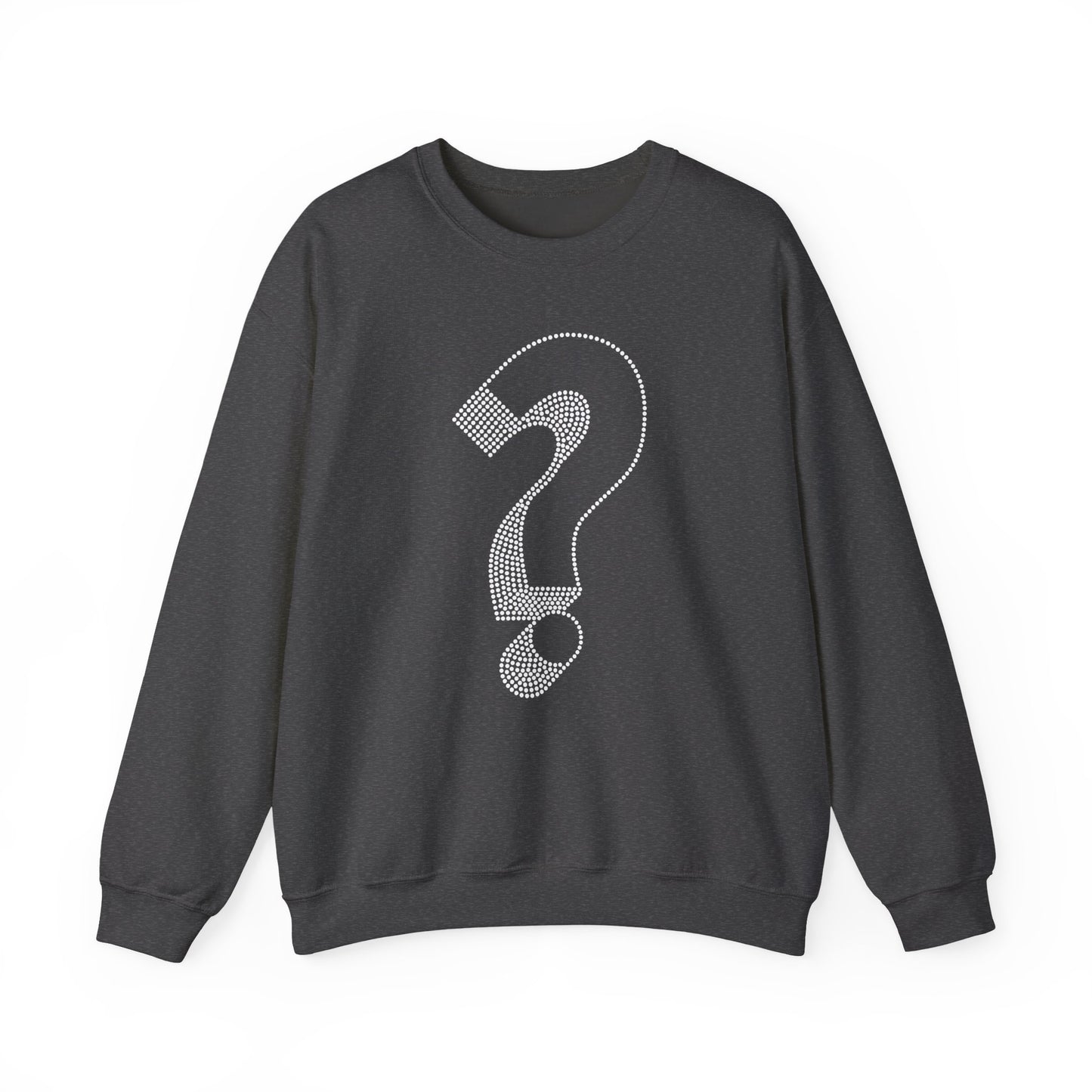 Rhinestone Question Mark Sweatshirt | Sparkly Mystery Icon Crewneck