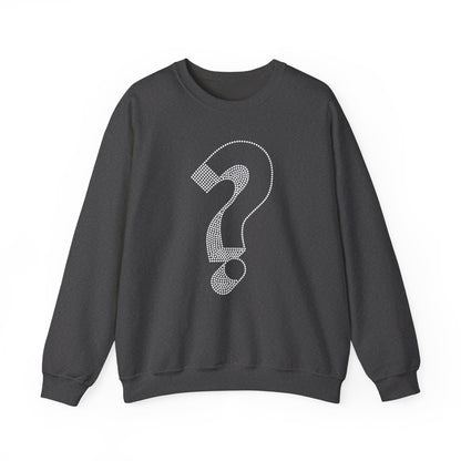 Rhinestone Question Mark Sweatshirt | Sparkly Mystery Icon Crewneck