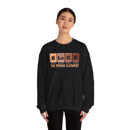 Black The Prime Element Sweatshirt | Periodic Table Black Pride Pullover | Funny Science Sweatshirt | Unisex Cultural Gift
