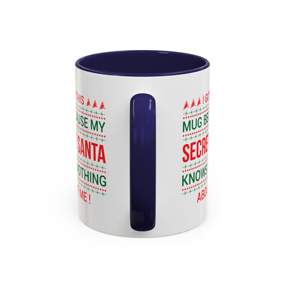 Personalized Secret Santa Accent Coffee Mug, Holiday Gift, Funny Christmas Mug, Unique Office Secret Santa Gift, Custom Drinkware