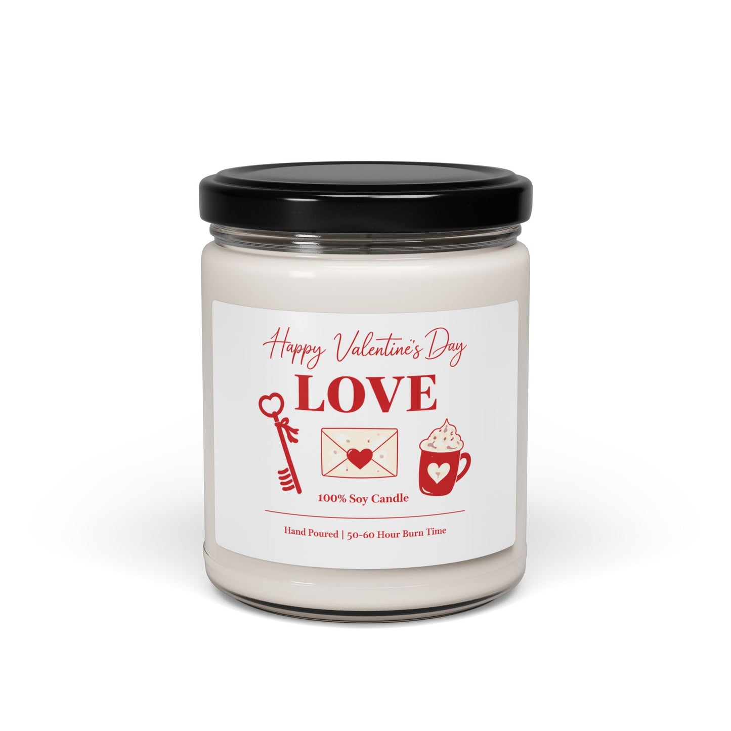 Happy Valentine's Day Love Candle 9oz | Romantic Soy Candle Gift, Valentine Gift for Her Him, Anniversary Candle, Burn Time 50-60 Hours