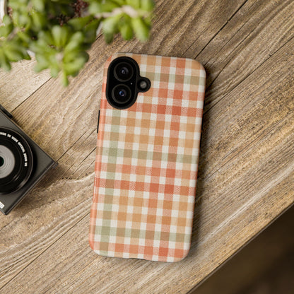 Boho Checkered Phone Case | Neutral Aesthetic Plaid Case | Retro Minimalist Check Design | iPhone Cover | Samsung Cover