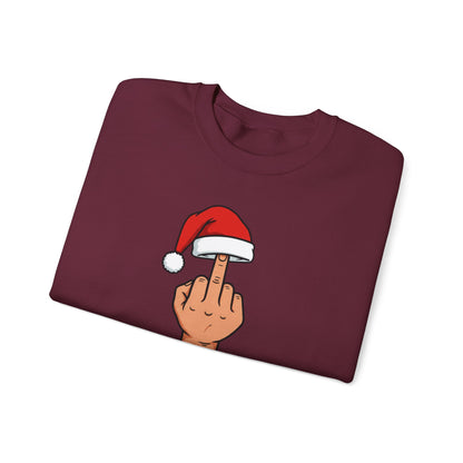 Funny Christmas Sweatshirt, Santa Hat Middle Finger Shirt, Merry Christmas Crewneck, Offensive Holiday Sweater, Funny Xmas Gift
