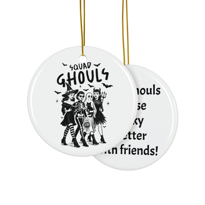 Personalized Squad Ghouls Halloween Ornaments, Double Sided Ceramic Ornament, Fall Decor, Halloween Gifts, Party Favors