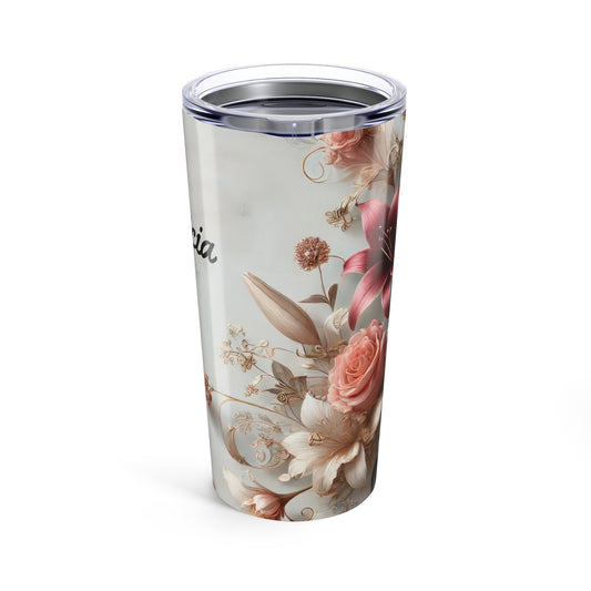 Personalized Elegant Floral Tumbler, Travel Mug, Stainless Steel Drinkware, Perfect Gift for Women, Coffee Lovers, Wedding Favors, [...]