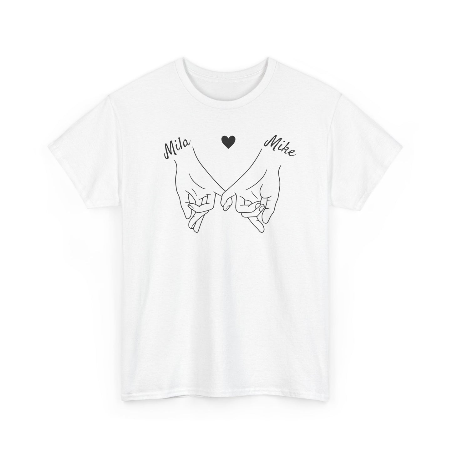 Pinkies Promise Hands T-Shirt, Personalized Names Shirt | Minimal Line Art Tee | Couple Shirt, Best Friend Shirt, Gift for Her, Gift for Him