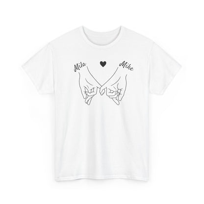 Pinkies Promise Hands T-Shirt, Personalized Names Shirt | Minimal Line Art Tee | Couple Shirt, Best Friend Shirt, Gift for Her, Gift for Him