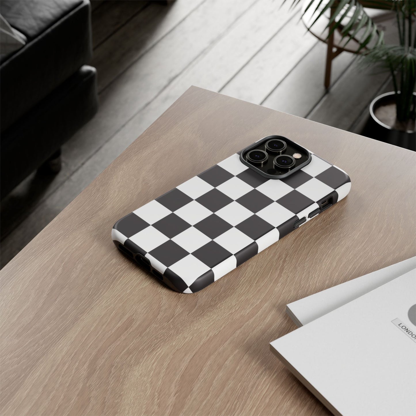 Black and White Checker iPhone Case, Stylish iPhone Cover for Teens, Holiday Gift, Unique Mobile Accessories, Tough Protection