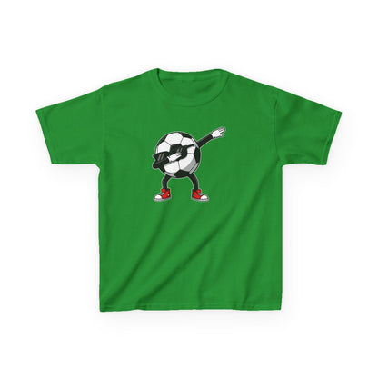 Dabbing Soccer Ball Kids T-Shirt, Cartoon Football Tee for Boys Girls, Sporty Youth Soccer Graphic Shirt, Football Fan shirt