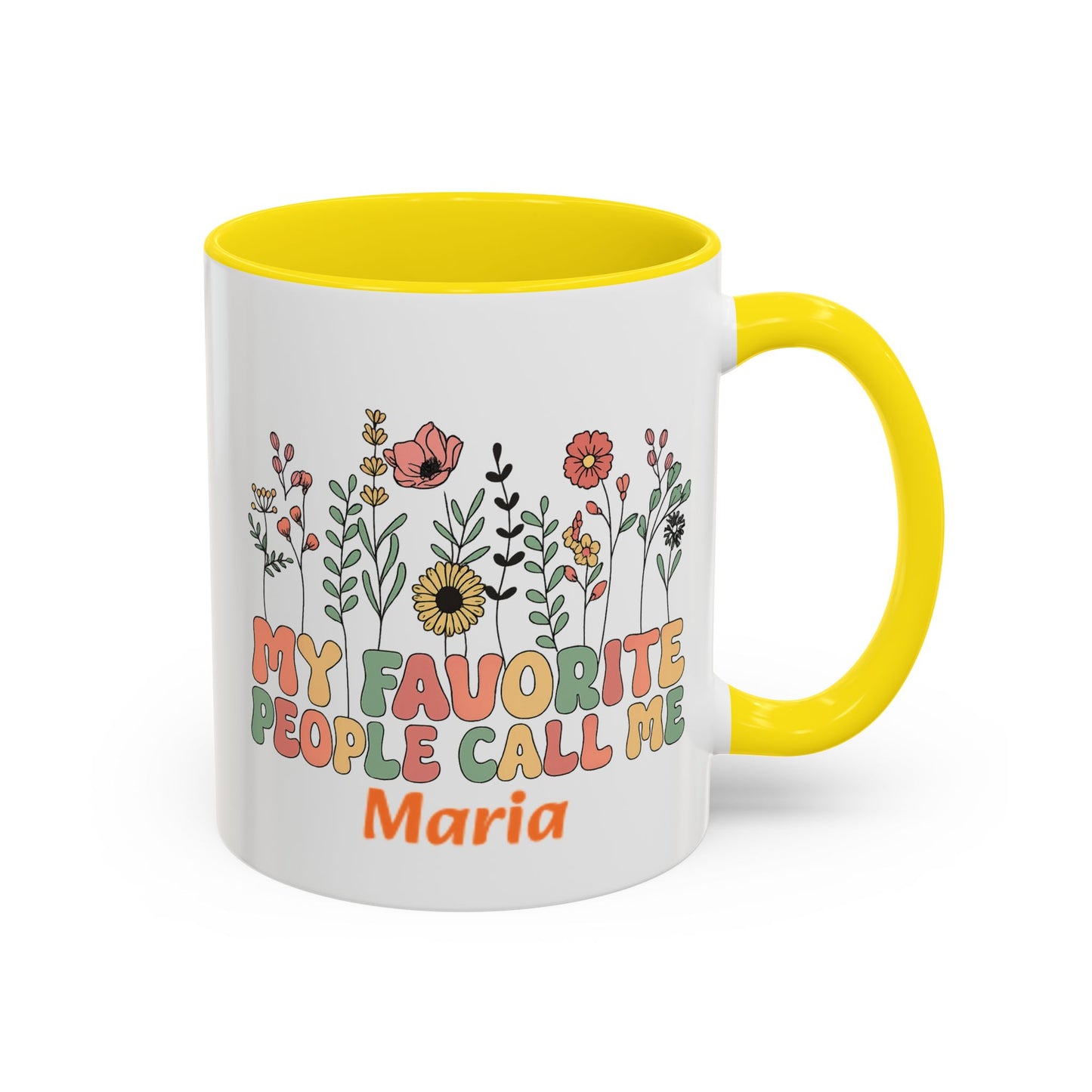 Personalized Floral Accent Mug, My Favorite People Call Me Coffee Cup, Perfect Gift for Friends, Family, Birthdays, Home Décor