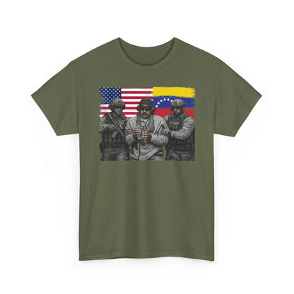 American and Venezuelan Flag Soldiers Tee, Nicolas Maduro Arrest Deportation Photo Tee T-shirt | Political Protest Graphic