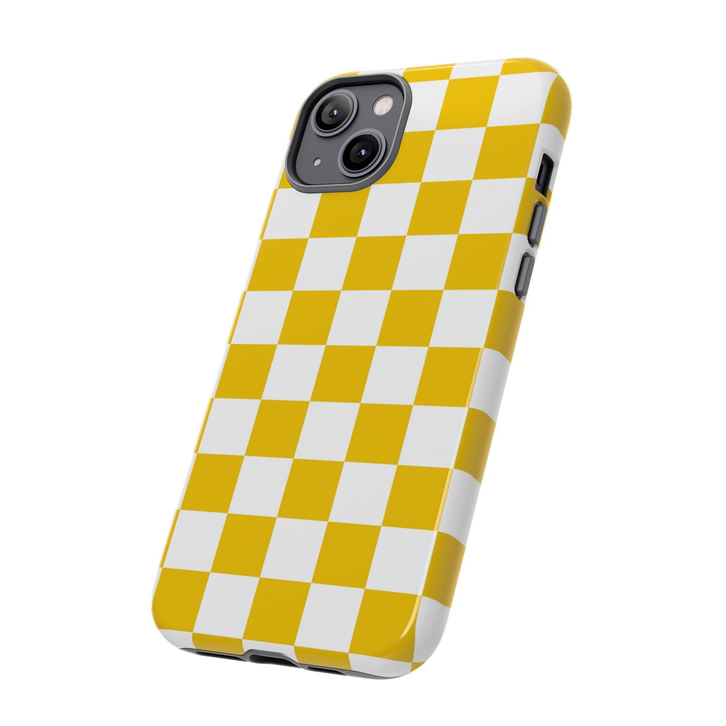 Yellow Checkered Phone Case - iPhone 17 Pro, 17, 16, 15, 14, 13, 12, 11, X, XR, XS MAX, Gift for Friends