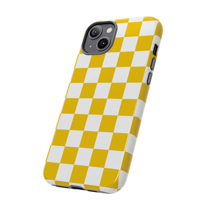 Yellow Checkered Phone Case - iPhone 17 Pro, 17, 16, 15, 14, 13, 12, 11, X, XR, XS MAX, Gift for Friends