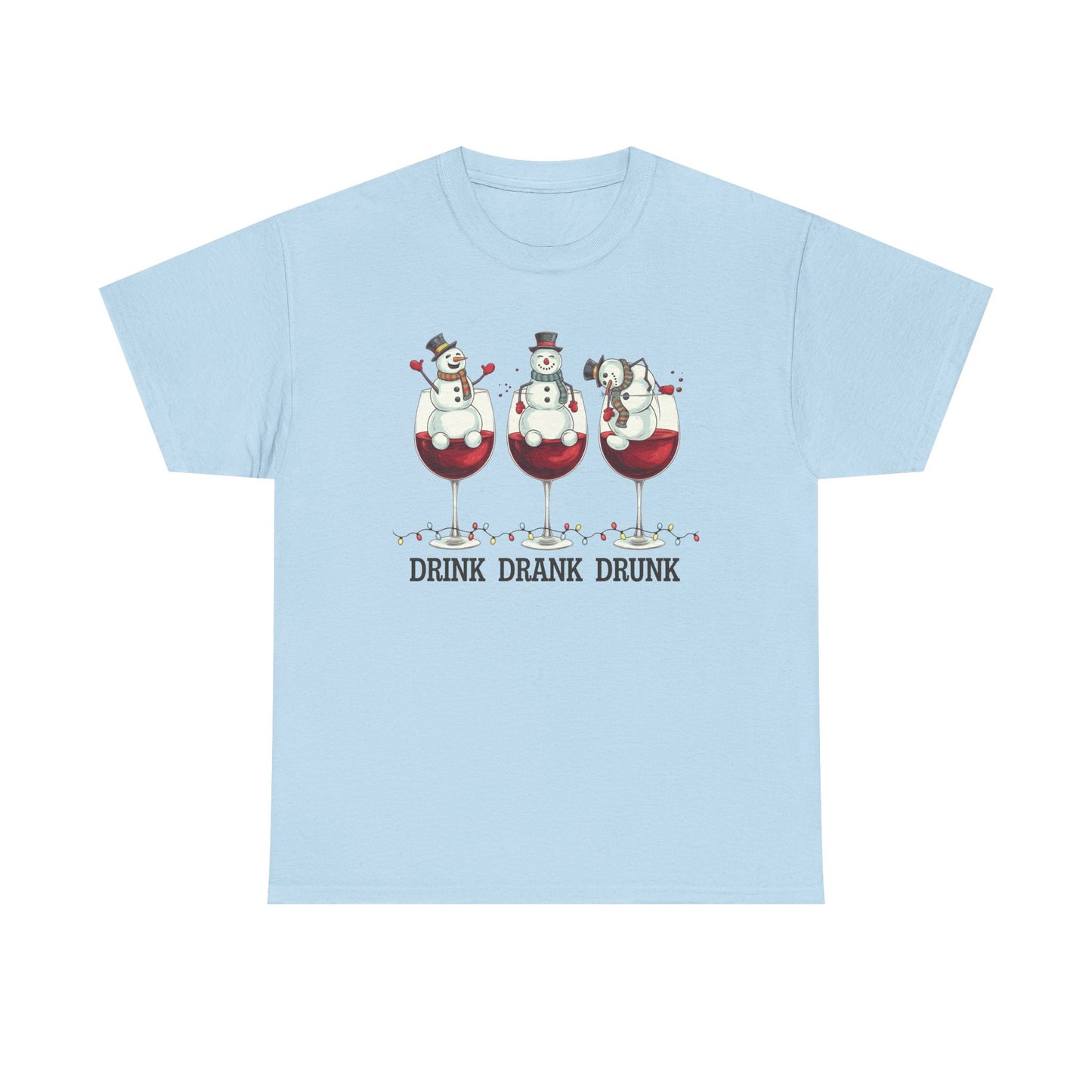 Drink Drank Drunk Christmas Shirt | Funny Holiday Wine Shirt | Snowman Christmas Tee | Drinking Humor Gift for Friends