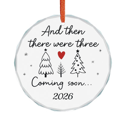 2026 Baby Announcement Christmas Ornament 2025, And Then There Were Three, Pregnancy Christmas Gift For Expecting Mom, Mom Dad To Be Gift