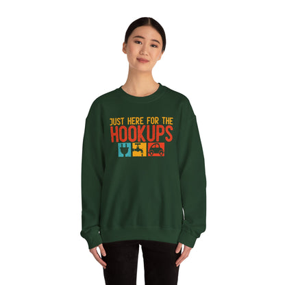 Just Here For The Hookups Sweatshirt | RV Camper Camping Pullover | Towing Camperplug Crewneck | RV Life Apparel
