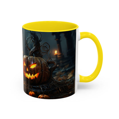 Halloween Pumpkin Accent Coffee Mug, Spooky Decor for Fall, Perfect Gift for Halloween Lovers, Seasonal Drinkware, Gift for Halloween Day