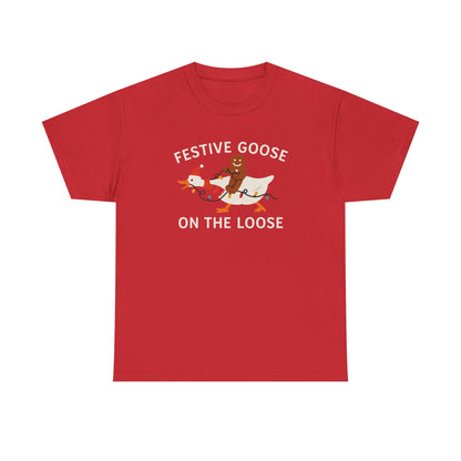 Festive Goose on the Loose Shirt, Funny Christmas Gingerbread Tee,  Holiday Comfort Colors T-Shirt, Cute Xmas Gift for Her and Him