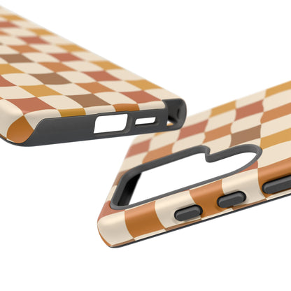Boho Checked Phone Case, Checkerboard Design, Durable Protection, Phone Cover, Phone case For iPhone and Samsung, Trendy Phone Cover