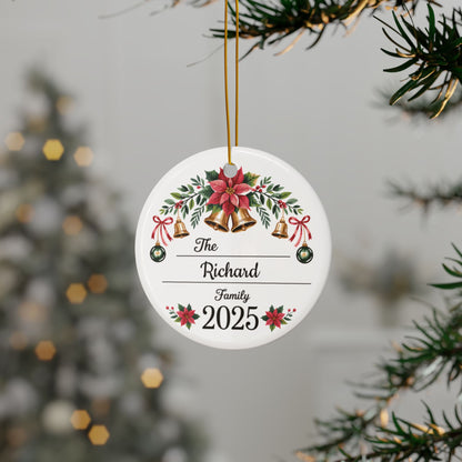 Farm Fresh Christmas Tree Ornament | Personalized Family Name Ornament 2025 | Rustic Holiday Decor | Custom Ceramic Christmas Keepsake Gift