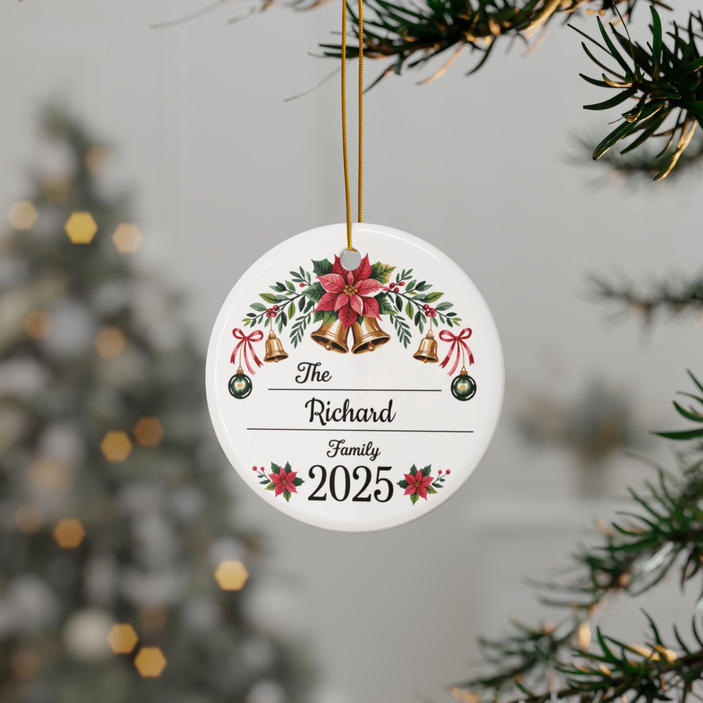 Farm Fresh Christmas Tree Ornament | Personalized Family Name Ornament 2025 | Rustic Holiday Decor | Custom Ceramic Christmas Keepsake Gift