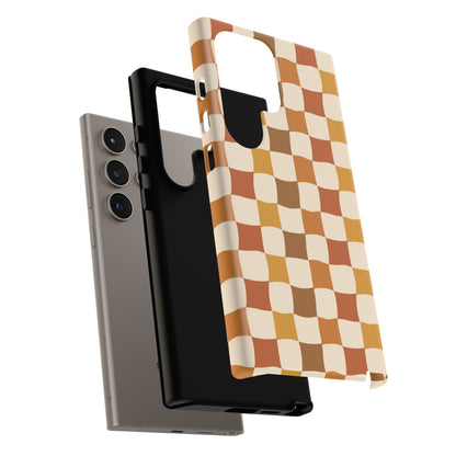 Boho Checked Phone Case, Checkerboard Design, Durable Protection, Phone Cover, Phone case For iPhone and Samsung, Trendy Phone Cover