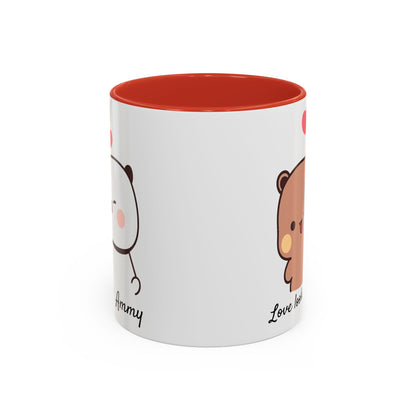 Personalized Dudu Bubu Mug | Cute Bear Coffee Cup | Color Handle Mug | Birthday Christmas Gift | Funny Mug for Her Him Valentine Gift