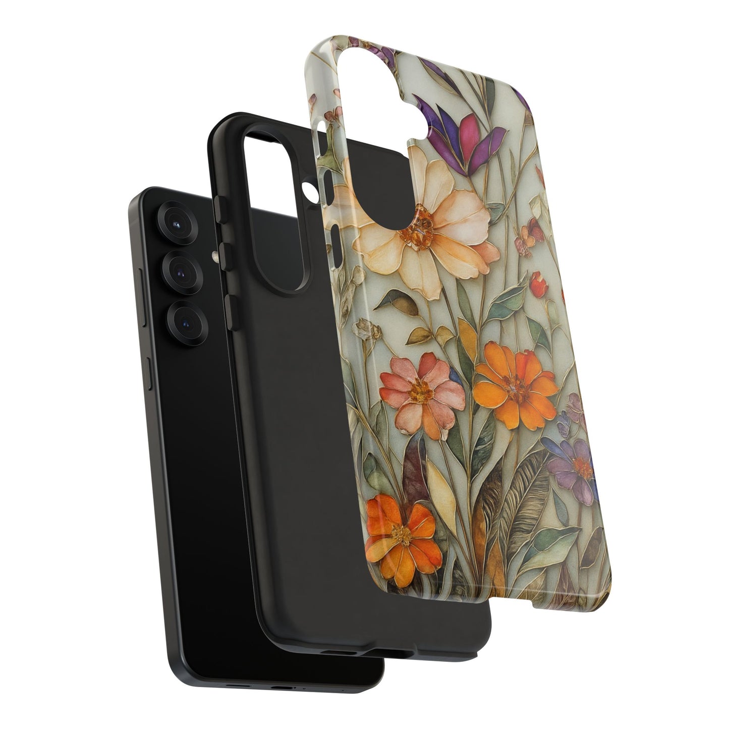 Phone case For iPhone & Samsung, Wildflower Mosaic MagSafe iPhone Case: Botanical Floral Design iPhone