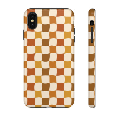 Boho Checked Phone Case, Checkerboard Design, Durable Protection, Phone Cover, Phone case For iPhone and Samsung, Trendy Phone Cover