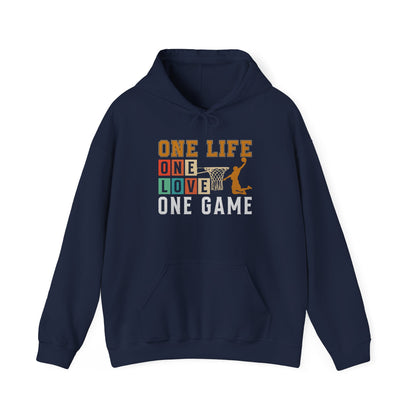 Basketball Lover Tee, One Life One Love One Game Hoodie, Unisex Sweatshirt, Sporty Sweatshirt, Gift for Sports Lovers, Casual Hoodie