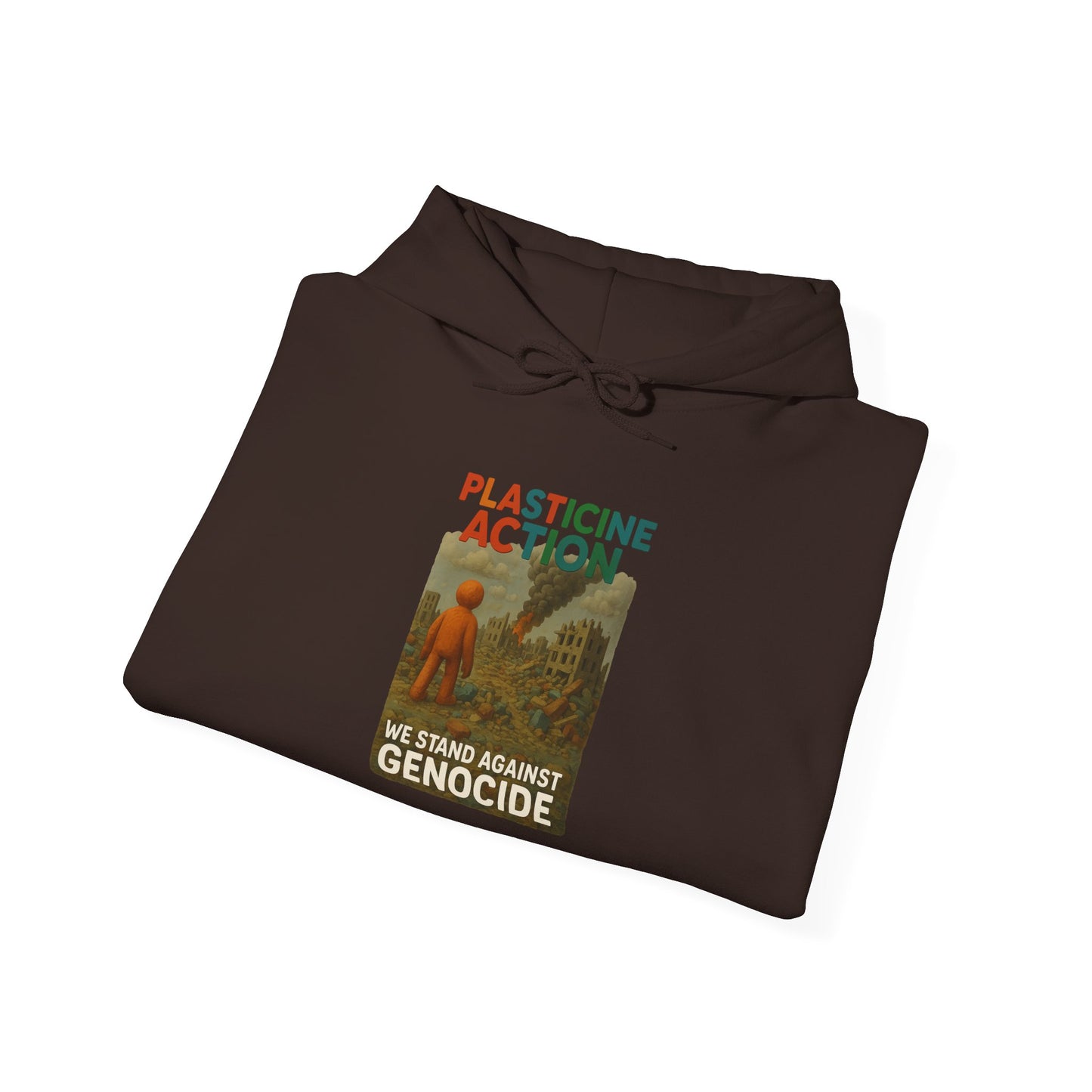 PLASTICINE ACTION Hoodie Palestine Anti Genocide hoodie Clay Art Gaza Protest Tee Human Rights Activist Gift Handmade Style Human Billboard