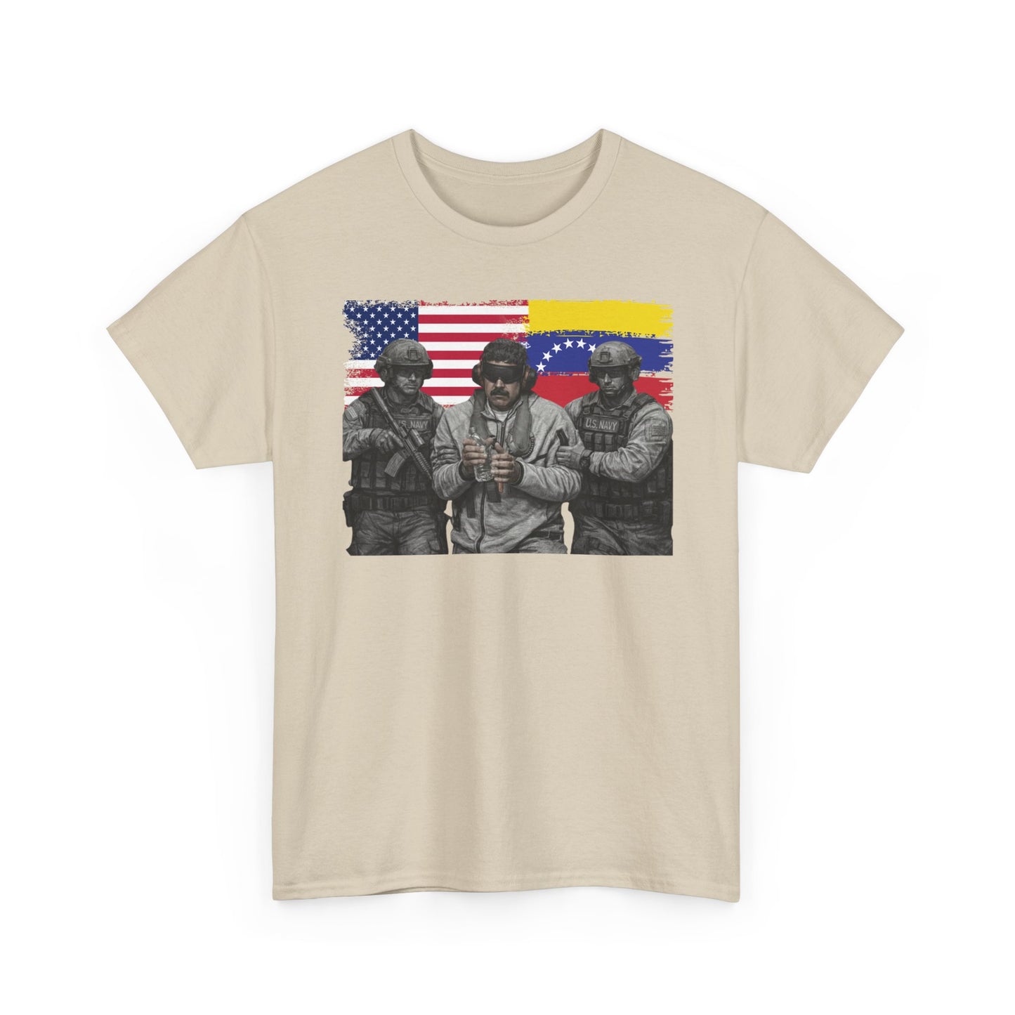 American and Venezuelan Flag Soldiers Tee, Nicolas Maduro Arrest Deportation Photo Tee T-shirt | Political Protest Graphic