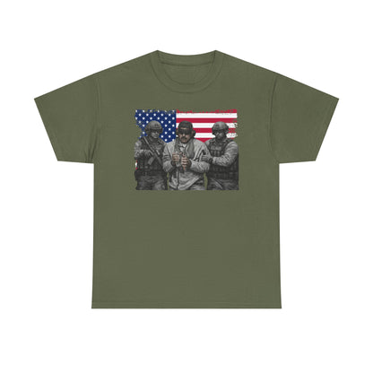 American Flag Soldiers T-Shirt | Patriotic Military Graphic Tee | Veteran Pride Shirt, USA Freedom Apparel Gift