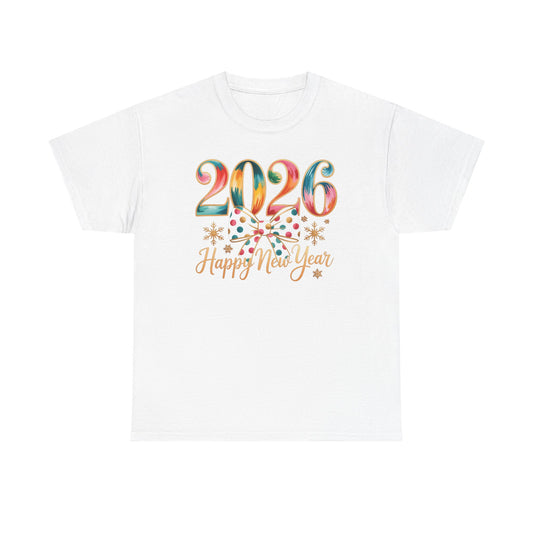 2026 Happy New Year Shirt, Colorful Bow New Year Tee, New Year Outfit, Cute NYE Party T-Shirt, 2026 Celebration Graphic Tee, New Year Gift