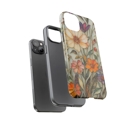 Phone case For iPhone & Samsung, Wildflower Mosaic MagSafe iPhone Case: Botanical Floral Design iPhone