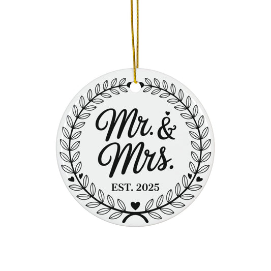 Mr and Mrs Ceramic Ornaments, Wedding & Anniversary Decor, Customizable Gifts, Holiday Keepsakes, Engagement Day