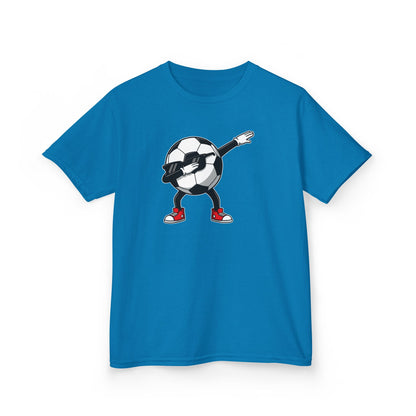 Dabbing Soccer Ball Kids T-Shirt, Cartoon Football Tee for Boys Girls, Sporty Youth Soccer Graphic Shirt, Football Fan shirt