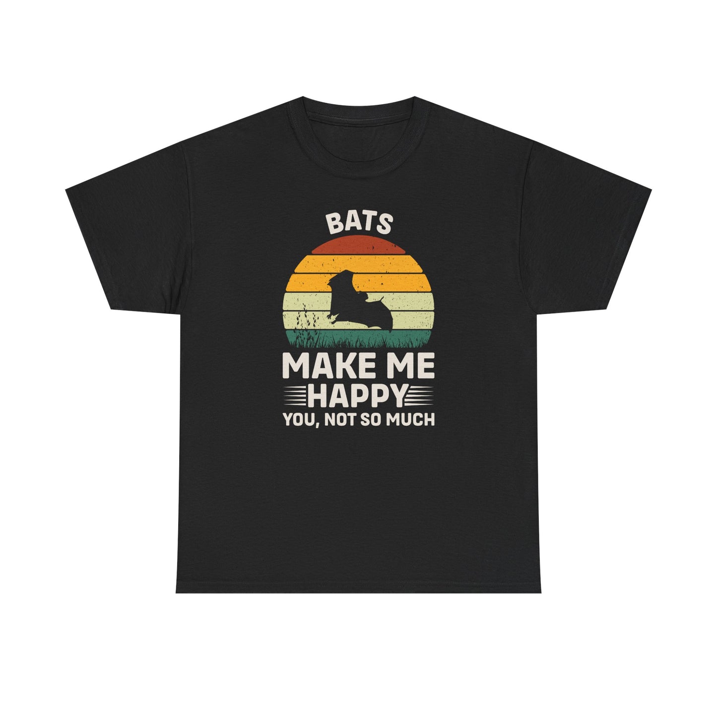 Bats Make Me Happy Unisex Heavy Cotton Tee, Funny Graphic Tee, Lovers Gift, Halloween Apparel, Everyday Casual Wear, Nature